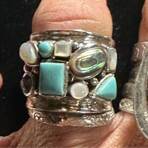 Silver and Turquoise Gemstone Ring 925